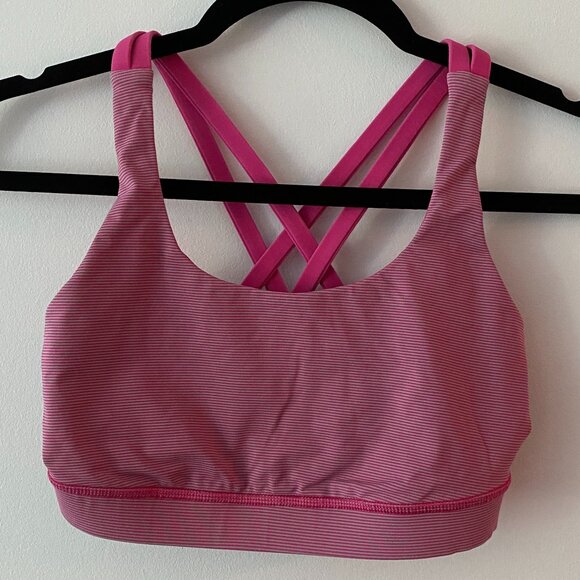 Lululemon Energy Bra Magenta Stripe Size 4 - Picture 1 of 4